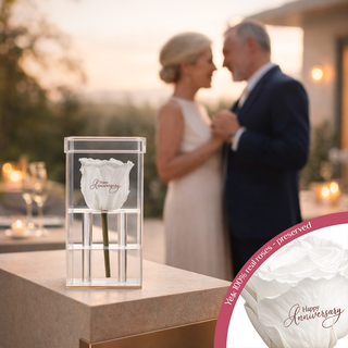 Luxara Uno –  Happy Anniversary - Personalized Rose - 100% Real (Preserved-Eternal)
