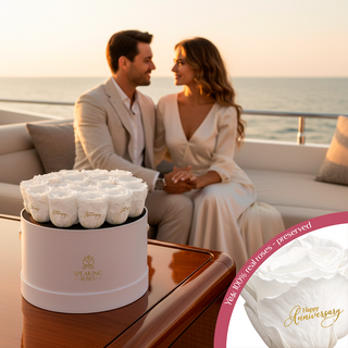 Magnaro Bloom - Happy Aniversary - 17 Personalized Roses - 100% Real (Preserved-Eternal)