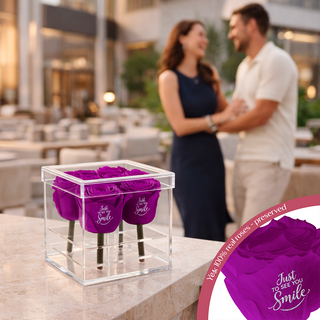 Luxara Cua – Just To See You Smile - 4 Personalized Roses - 100% Real (Preserved-Eternal)