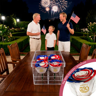 Luxara cua - America 250 Design- 4 Personalized Roses - 100% Real (Preserved-Eternal)