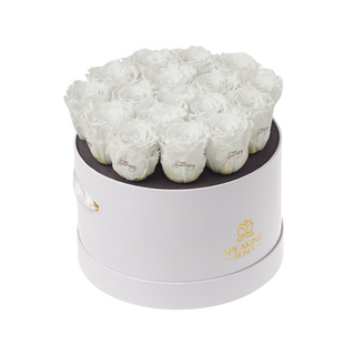 Magnaro Bloom - Happy Aniversary - 17 Personalized Roses - 100% Real (Preserved-Eternal)