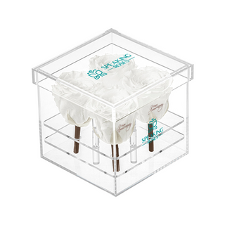 Luxara Cua – Happy Anniversary - 4 Personalized Roses - 100% Real (Preserved-Eternal)