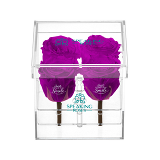 Luxara Cua – Just To See You Smile - 4 Personalized Roses - 100% Real (Preserved-Eternal)