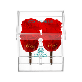 Luxara Cua – I Love you - 4 Personalized Roses - 100% Real (Preserved-Eternal)